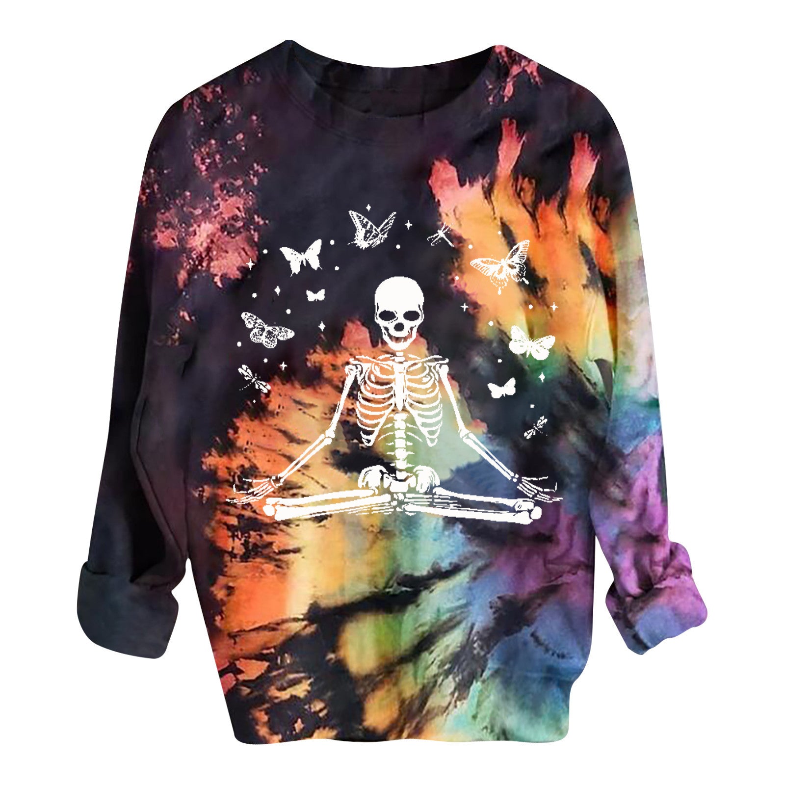 2021 autumn and winter cross-border European and American new women's clothing round neck long-sleeved sweater 3D tie-dye art printing tops in stock