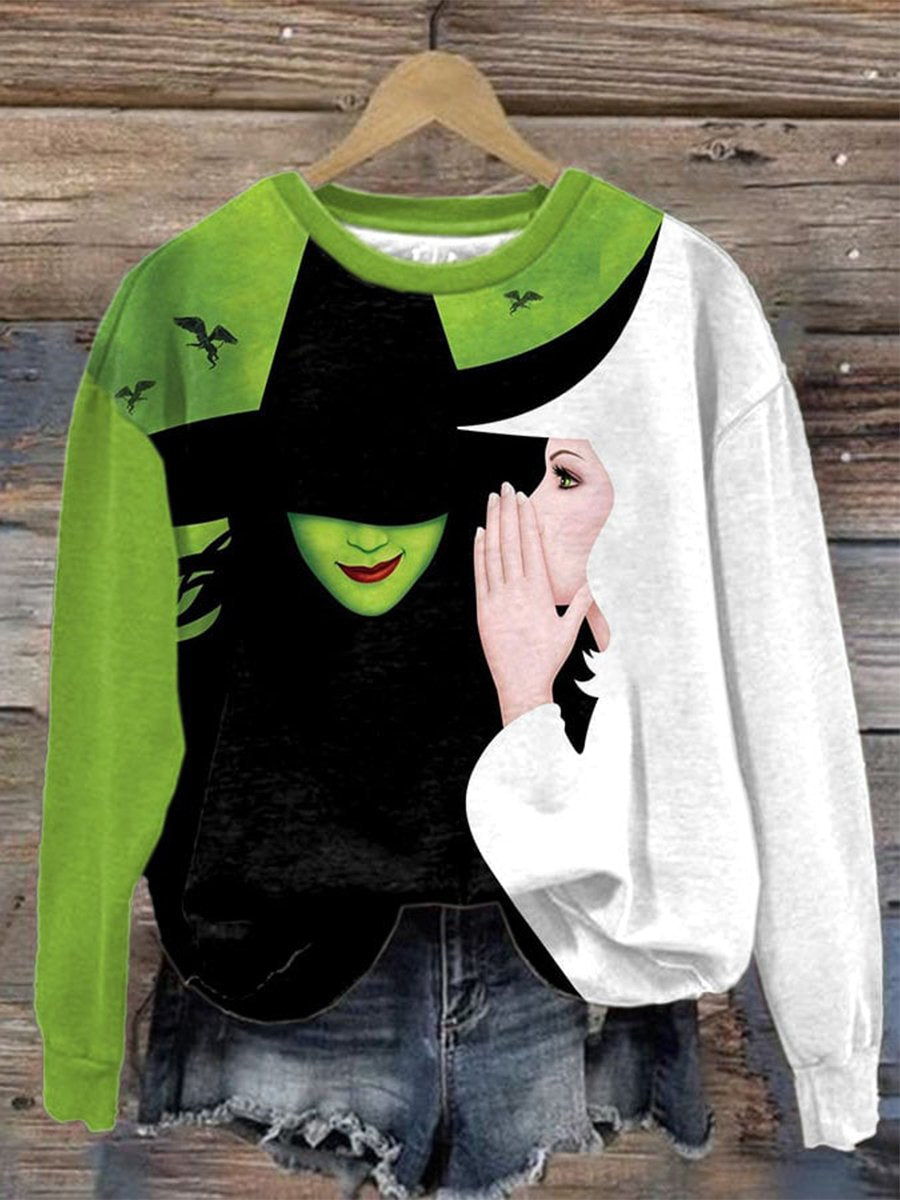 Women's Halloween Witch Print Casual Sweatshirt