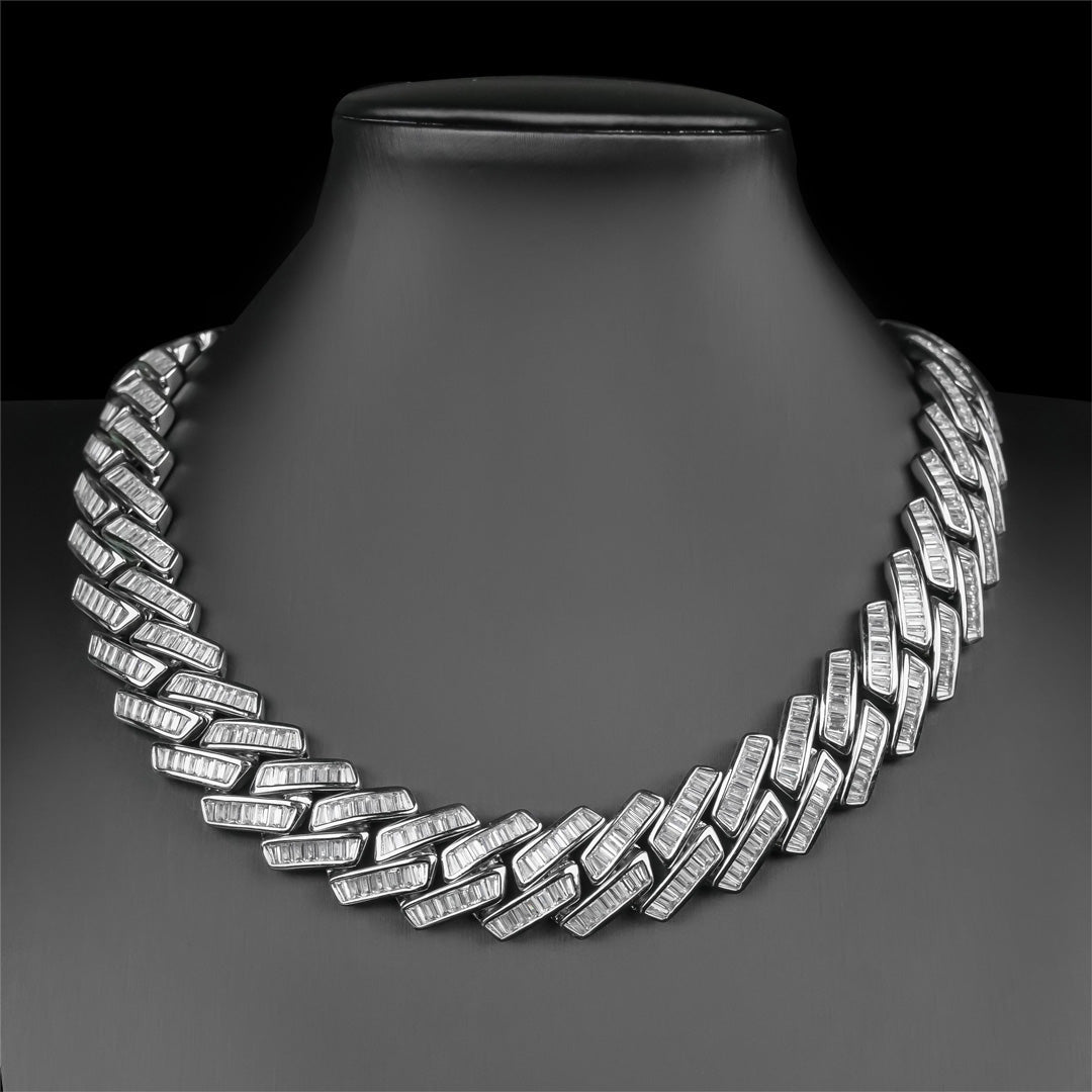 19MM  BAGUETTE PRONG CUBAN CHAIN
