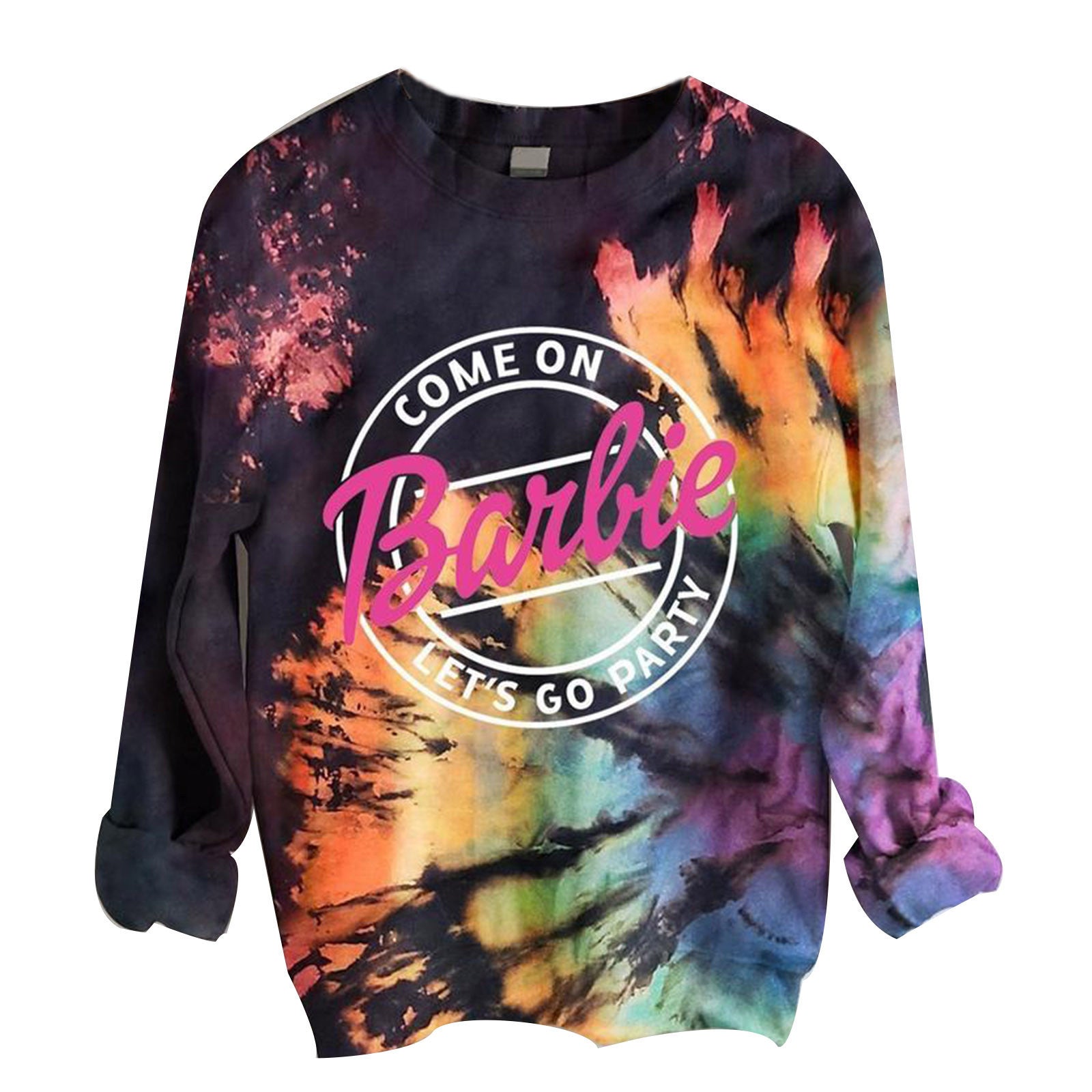 2021 autumn and winter cross-border European and American new women's clothing round neck long-sleeved sweater 3D tie-dye art printing tops in stock