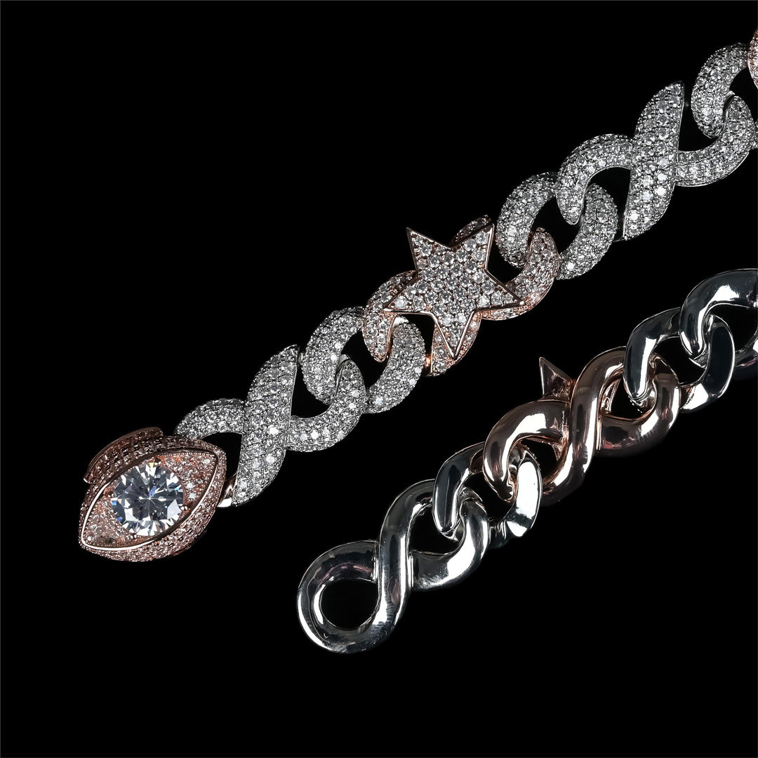 18 MM  INFINITY LINK CHAIN & BRACELET WITH STAR