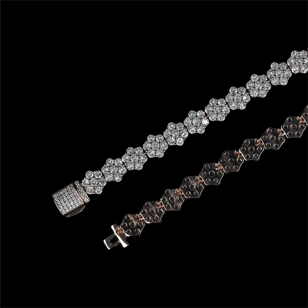 8 MM FLOWER SHAPED CLUSTERED TENNIS CHAIN & BRACELET