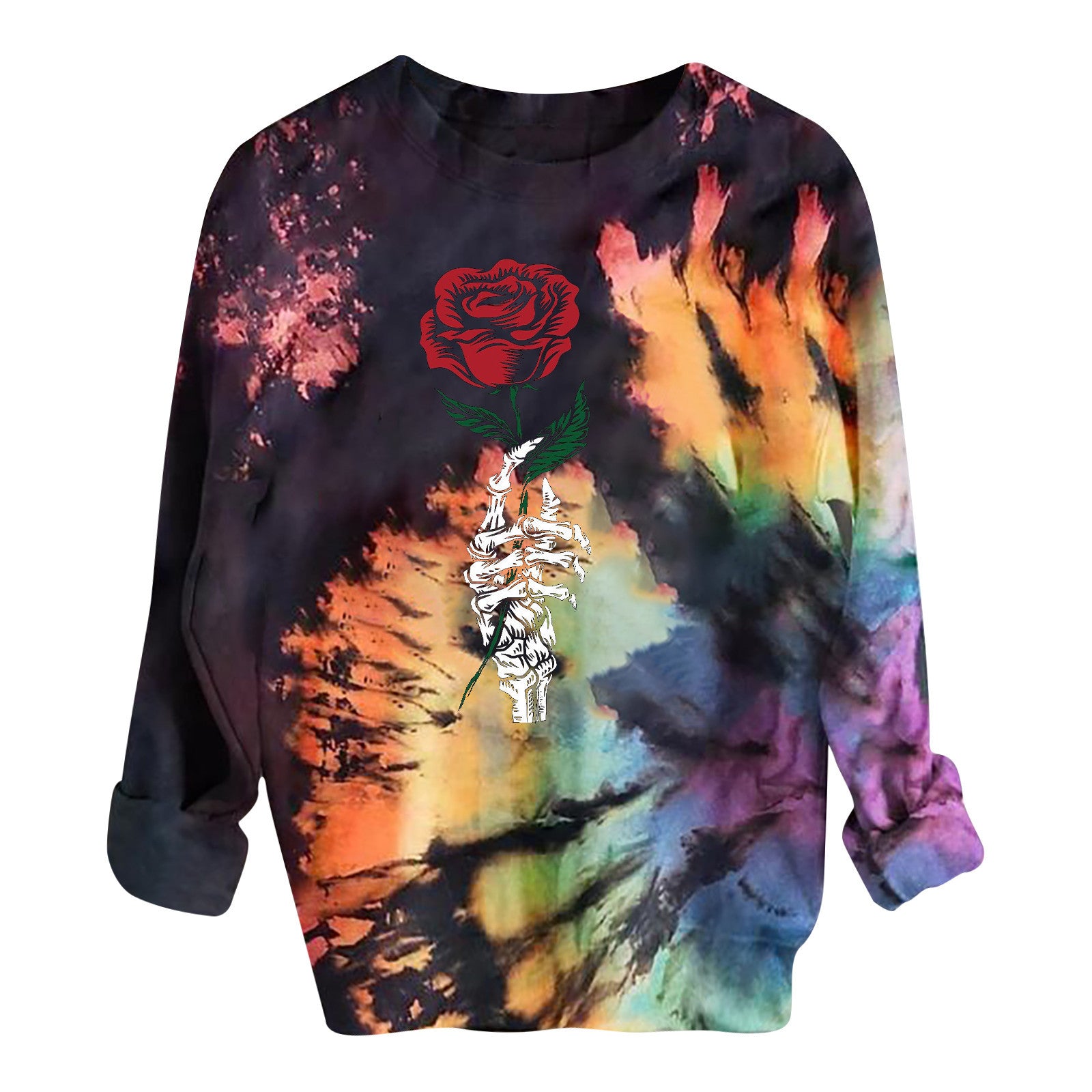 2021 autumn and winter cross-border European and American new women's clothing round neck long-sleeved sweater 3D tie-dye art printing tops in stock