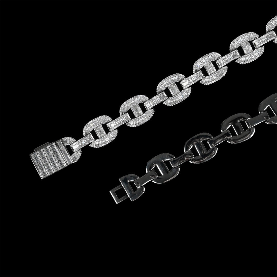 17 MM MARINER  BAGUETTE LINK CHAIN & BRACELET