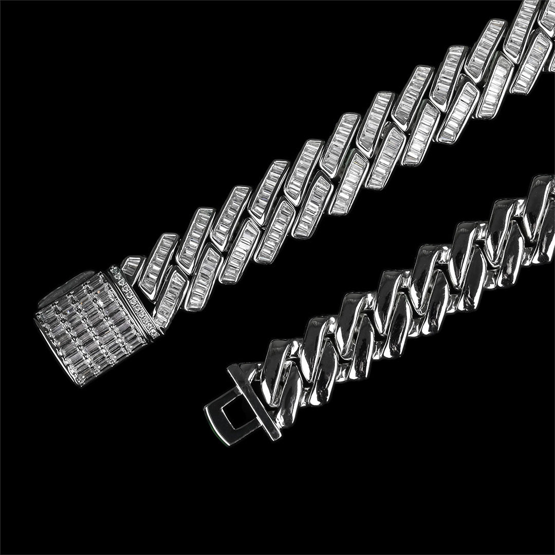 19MM  BAGUETTE PRONG CUBAN CHAIN