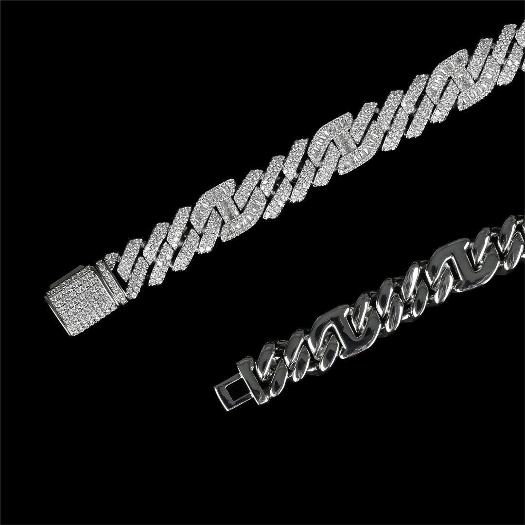 15MM PRONG BAGUETTE CUBAN CHAIN & BRACELET