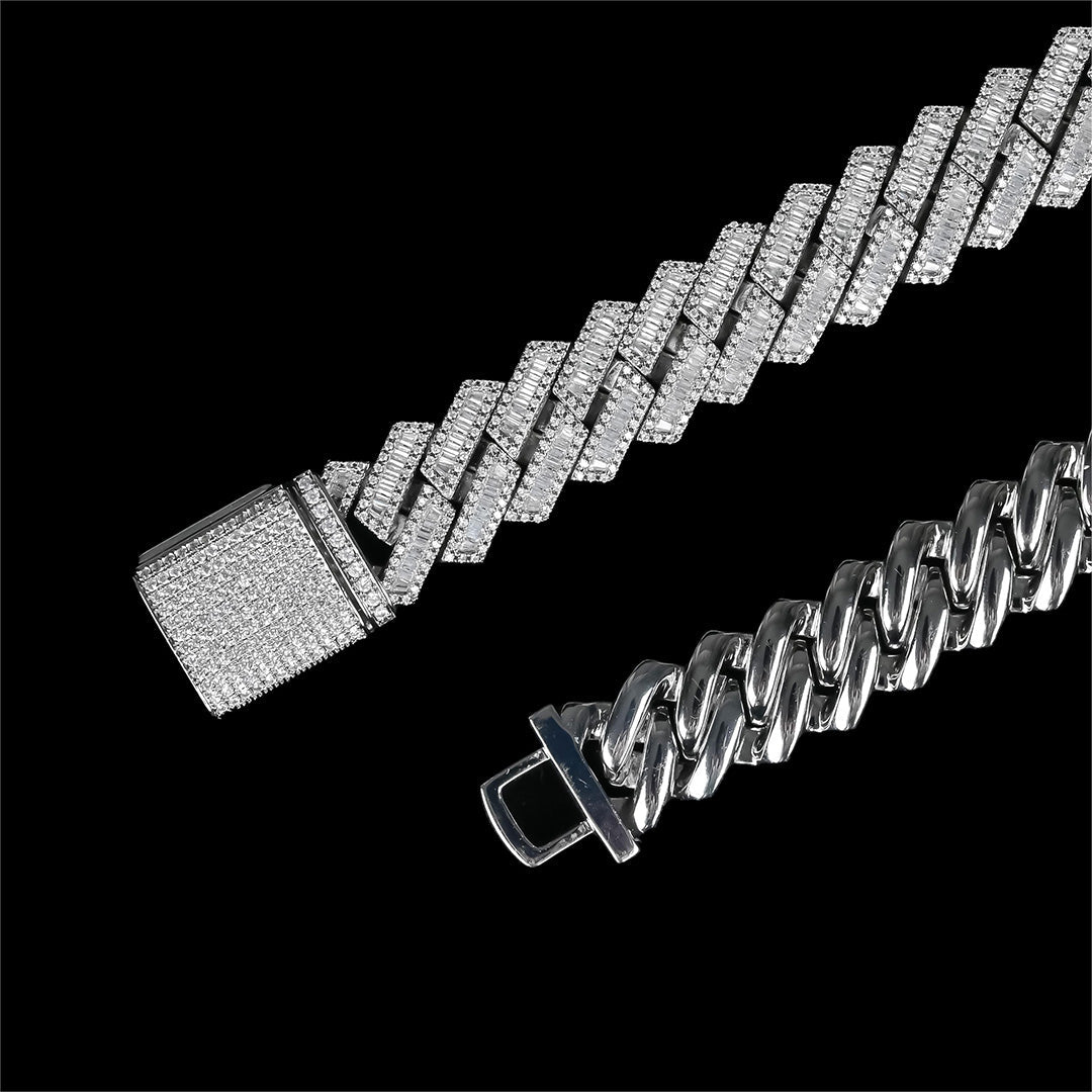 17MM BAGUETTE PRONG CUBAN CHAIN