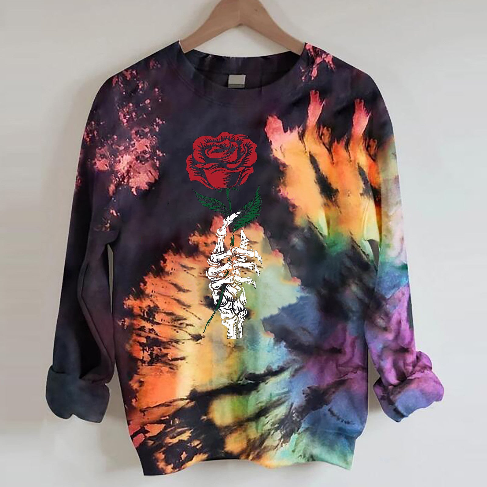 2021 autumn and winter cross-border European and American new women's clothing round neck long-sleeved sweater 3D tie-dye art printing tops in stock