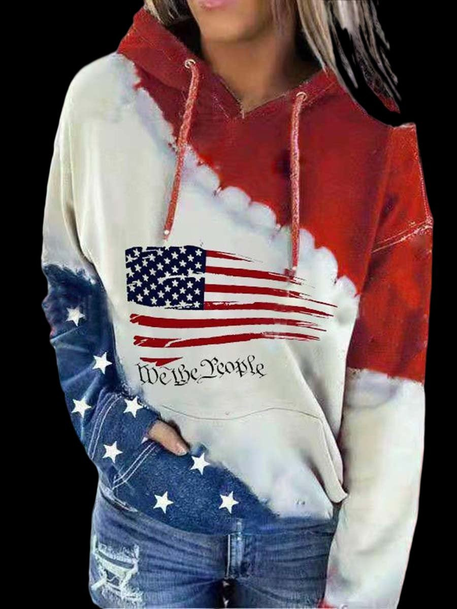 2022 cross-border new product 3d printing urban casual European and American English letters hooded pullover ladies sweater YK