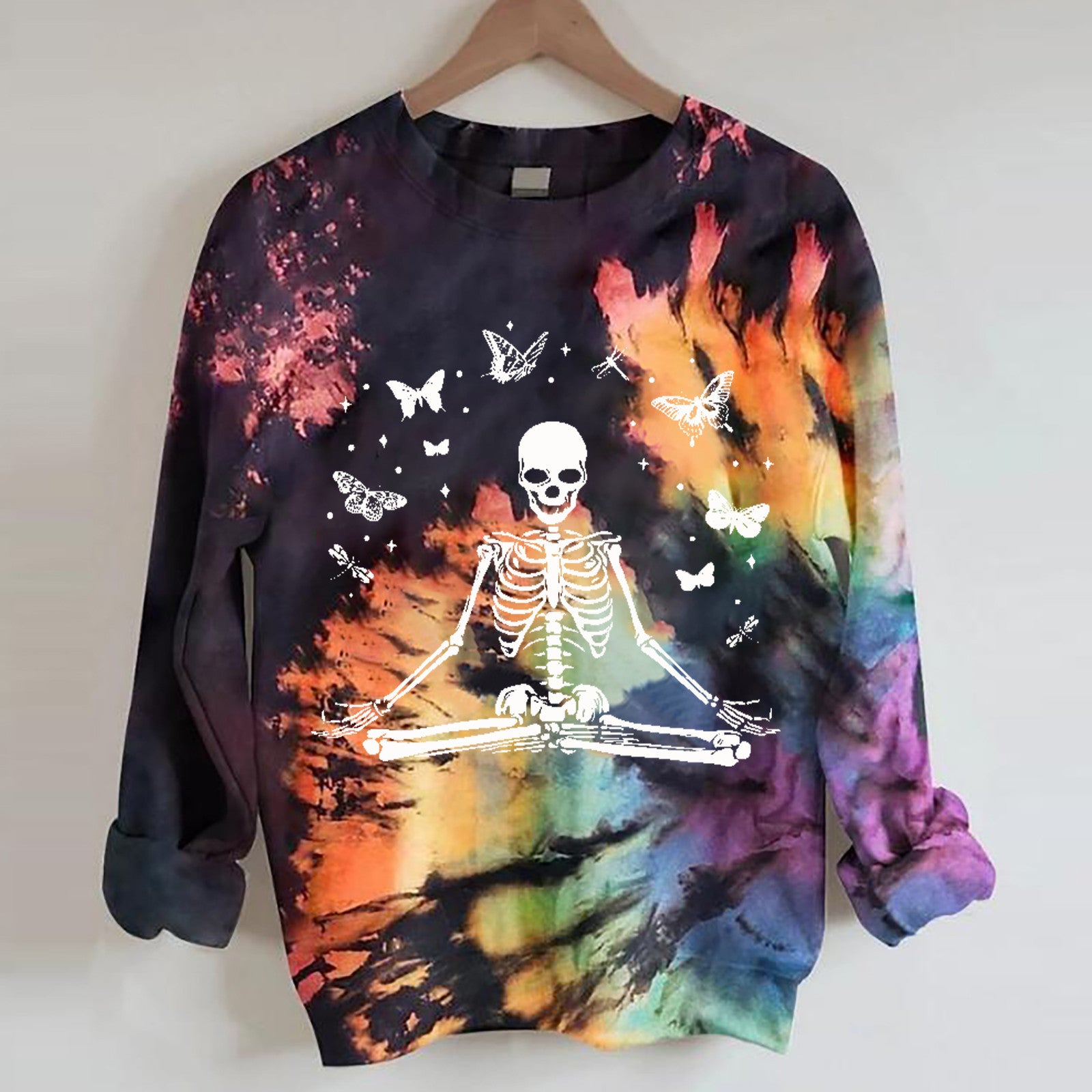 2021 autumn and winter cross-border European and American new women's clothing round neck long-sleeved sweater 3D tie-dye art printing tops in stock