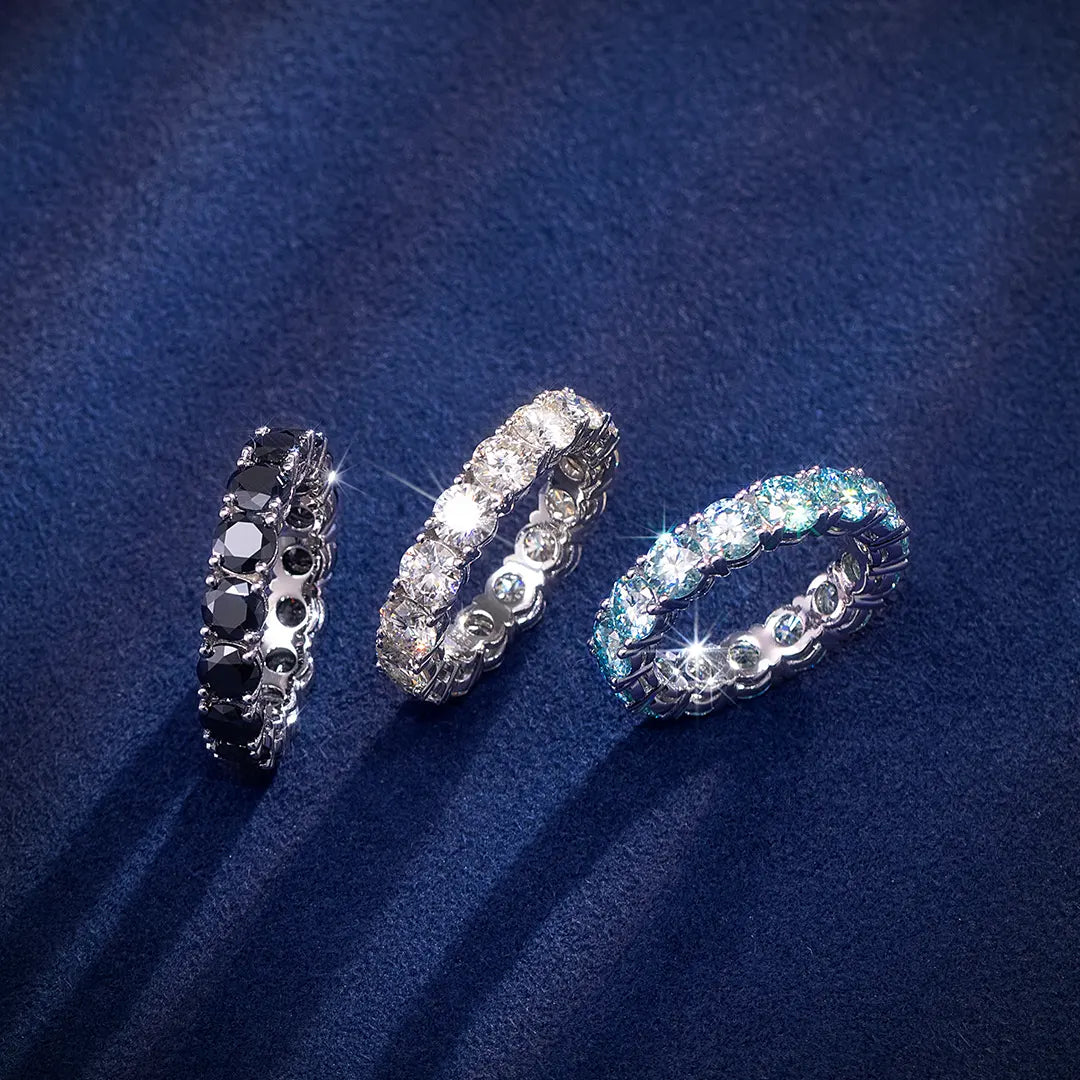 5MM 925 STERLING SILVER BLACK MOISSANITE ETERNITY RING