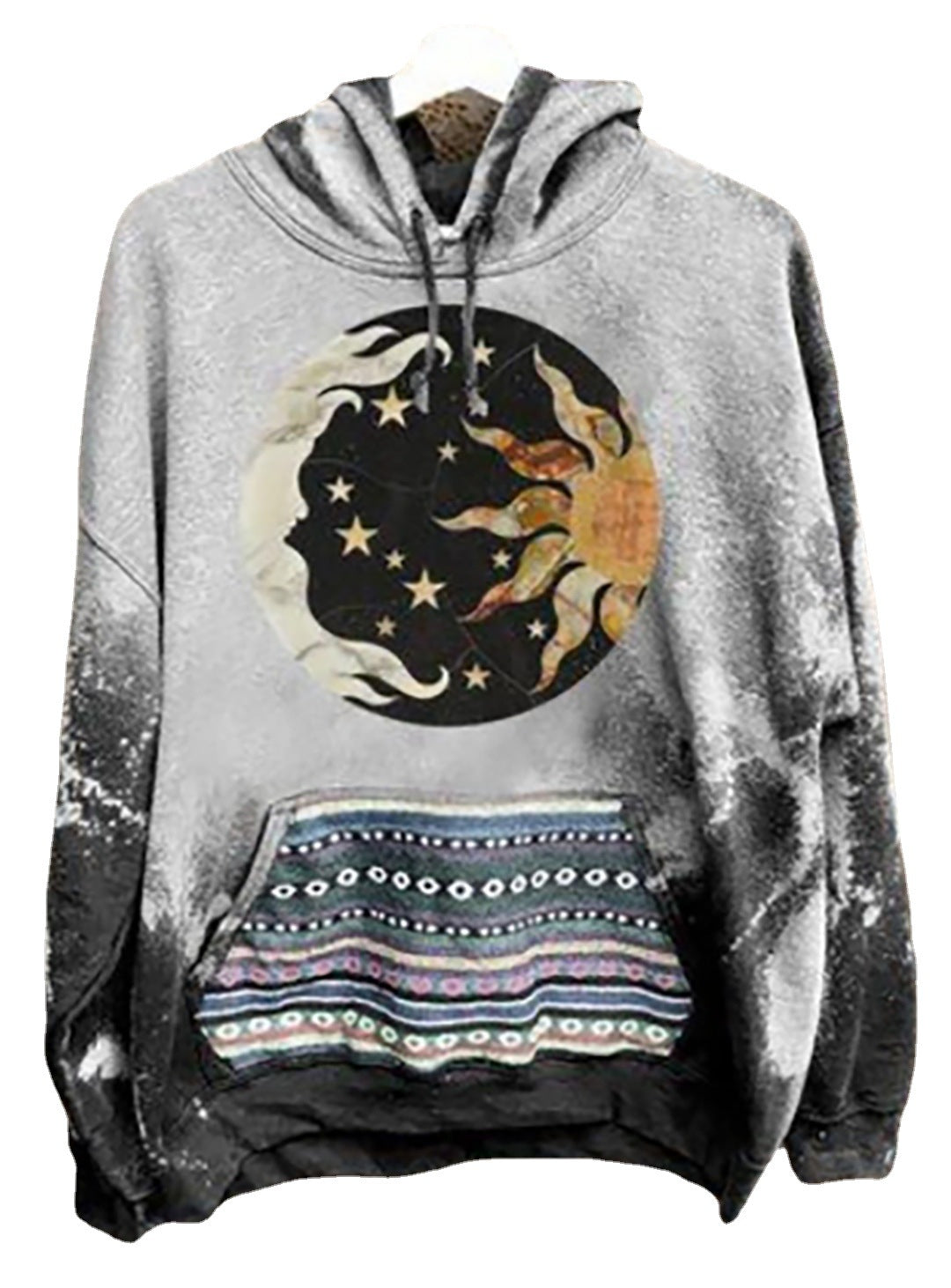2022 cross-border new product 3d printing urban casual European and American English letters hooded pullover ladies sweater YK