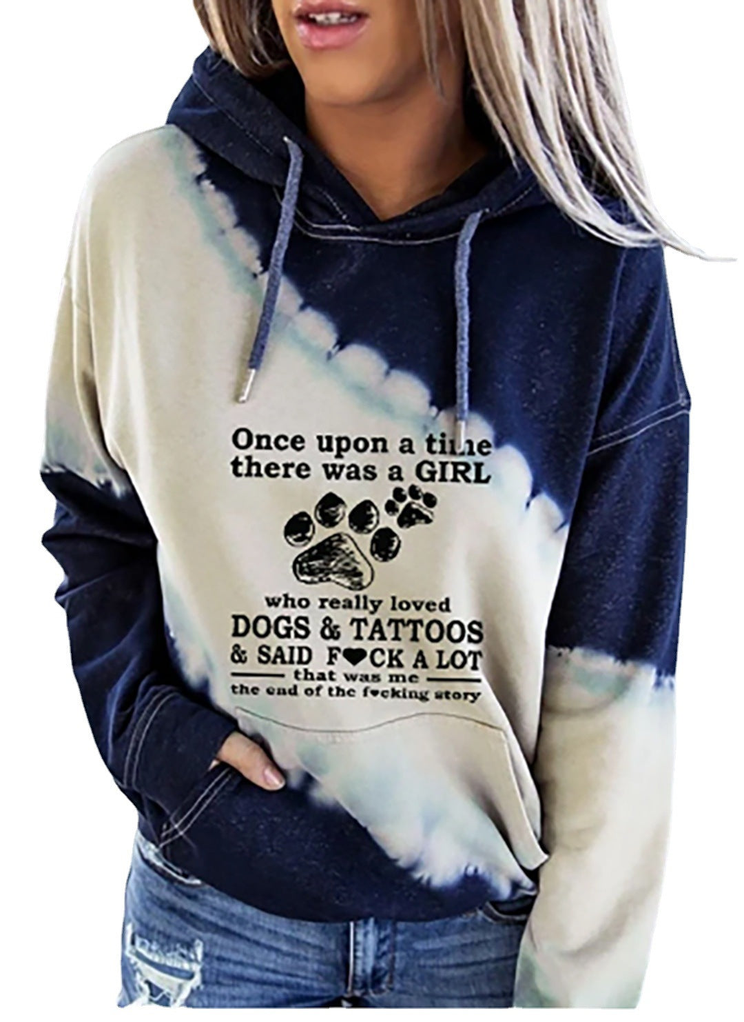 2022 cross-border new product 3d printing urban casual European and American English letters hooded pullover ladies sweater YK